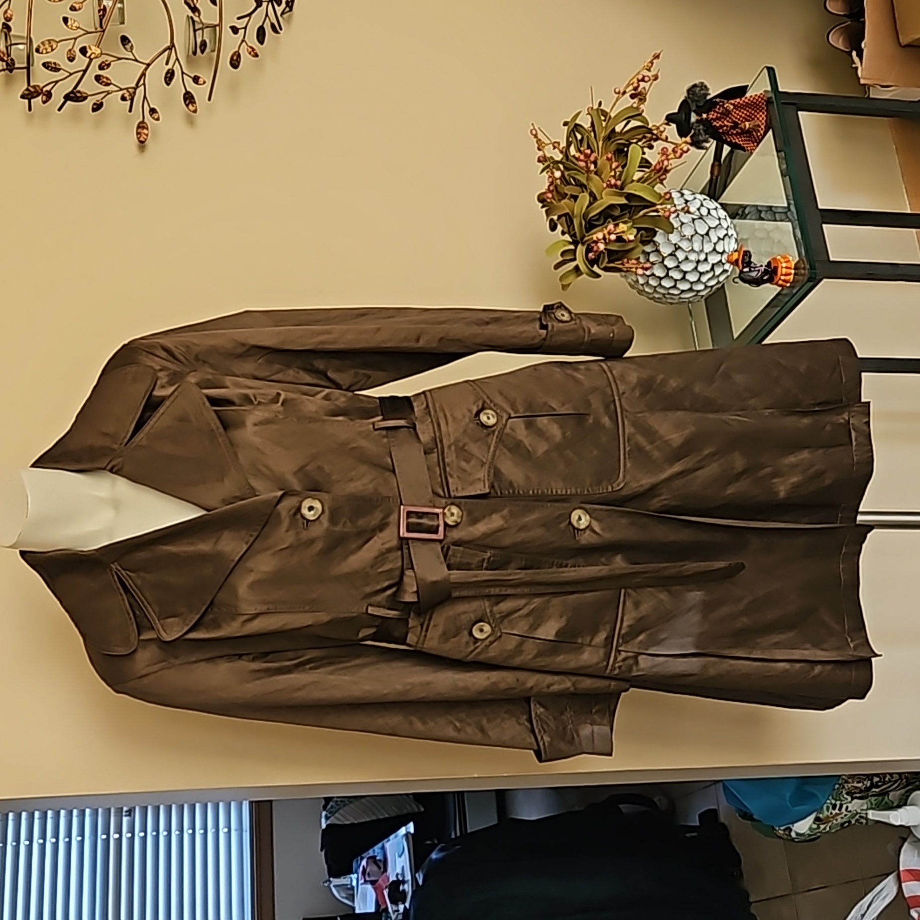 Dkny Beautiful Bronze Fully Lined Trench Coat Sz S